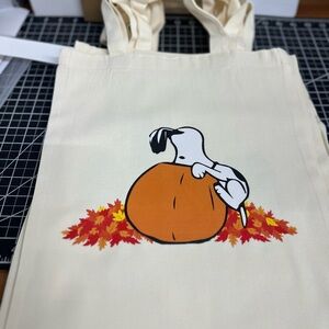 Canvas Tote with Dog and Pumpkin Design